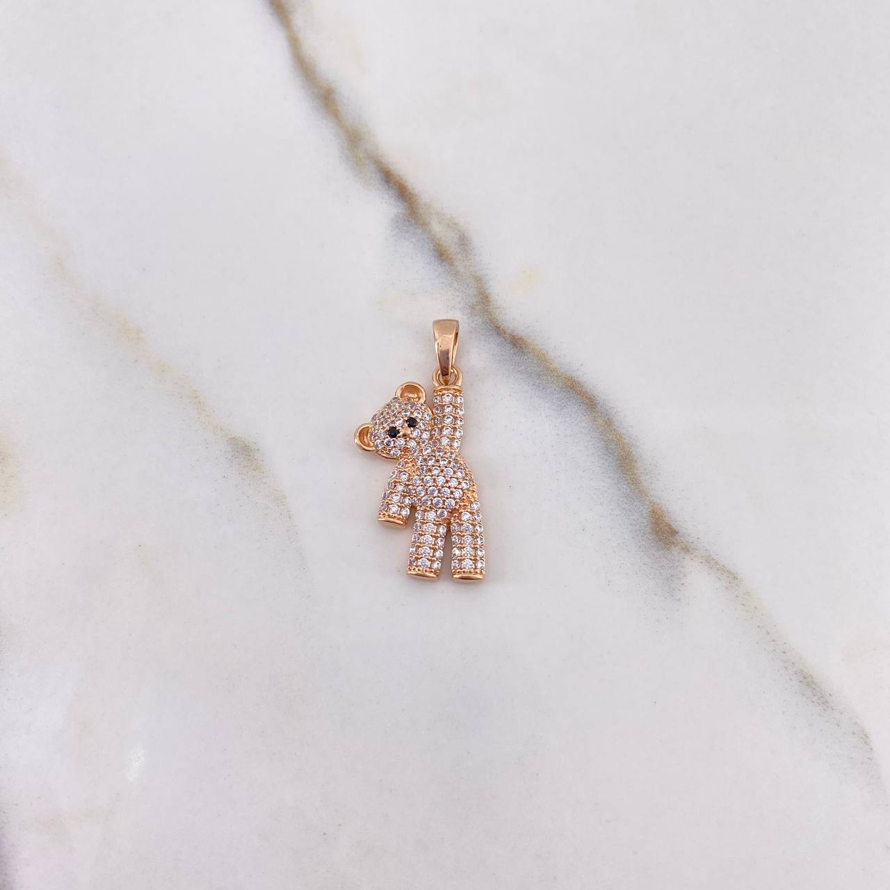 Pendant Bear 3gr / 2.5cm / White Zircons Rose Gold $