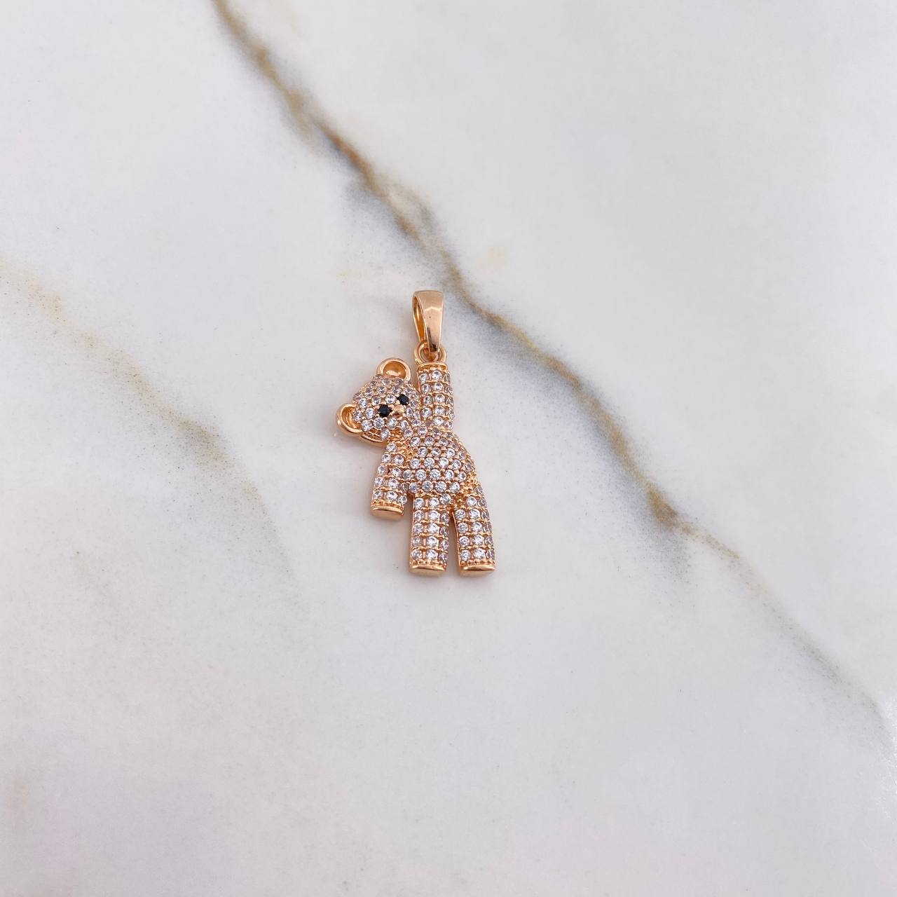 Pendant Bear 3gr / 2.5cm / White Zircons Rose Gold $