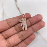 Pendant Bear 3gr / 2.5cm / White Zircons Rose Gold $