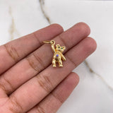 Pendant Bear 2gr / 2.2cm / Purple Green Zircons Yellow Gold &