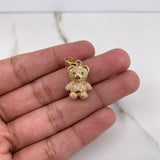 Dije Oso 3.55gr / 2.4cm / Circones Verdes Blancos Oro Amarillo &