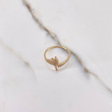 Ring Fe 1.8gr / T5 1/2 / White Zircons Yellow Gold $
