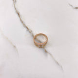 Triple Bow Ring 4.15gr / Size 6 1/4 / White Zircons Three Golds $