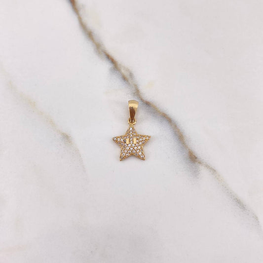 Pendant Star 1.45gr / 2cm / White Zirconia Yellow Gold $