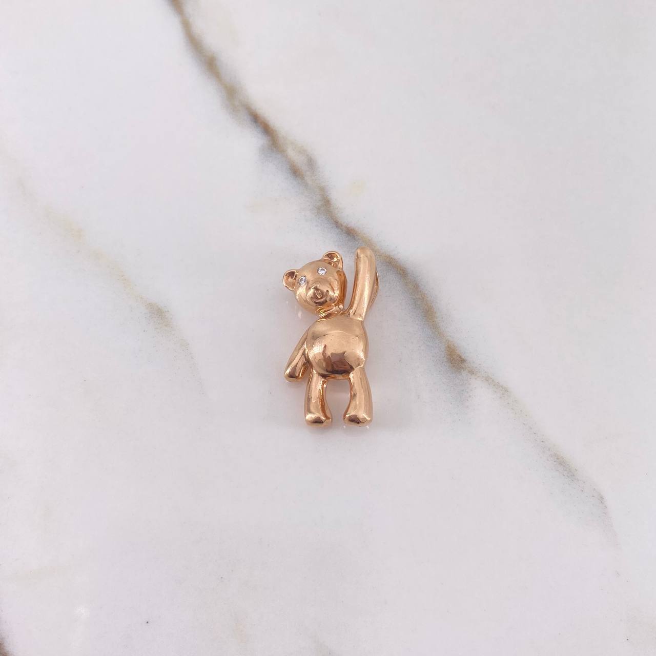 Pendant Bear 4.55gr / 2.5cm / White Zircons Rose Gold $