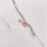 Pendant Halo Drop 1gr / 1.7cm / White Pink Zircons Yellow Gold &