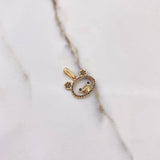 Pendant Bear Face Silhouette 1.6gr / 2.8cm / Brown Black Zircons Yellow Gold &