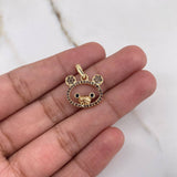 Pendant Bear Face Silhouette 1.6gr / 2.8cm / Brown Black Zircons Yellow Gold &