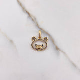 Pendant Bear Face Silhouette 1.6gr / 2.8cm / Brown Black Zircons Yellow Gold &