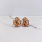 Stud Earrings Virgin Guadalupe 8.25gr / Fuchsia Green White Zircons Two Golds White Pink (Offer) $