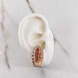Stud Earrings Virgin Guadalupe 8.25gr / Fuchsia Green White Zircons Two Golds White Pink (Offer) $