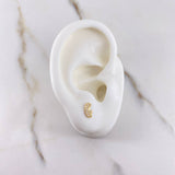 Stud Earrings Virgin Mary 0.65gr / White Zircon Silhouette Yellow Gold &