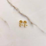 Stud Earrings Fe 0.75gr / White Zircons Yellow Gold $