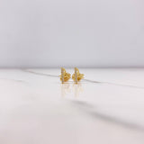 Stud Earrings Fe 0.75gr / White Zircons Yellow Gold $