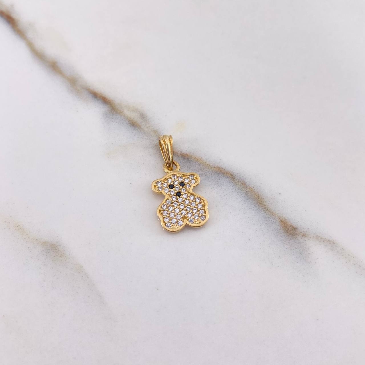 Pendant Bear TS 1.4gr / 2cm / White Black Zircons Yellow Gold &