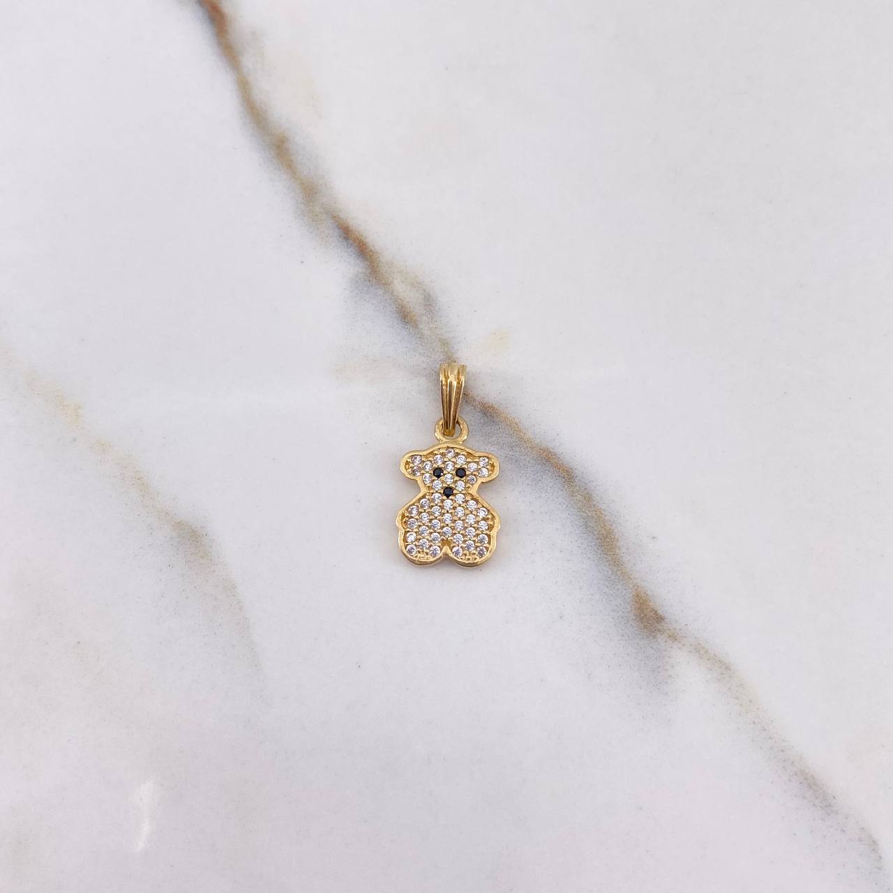 Pendant Bear TS 1.4gr / 2cm / White Black Zircons Yellow Gold &