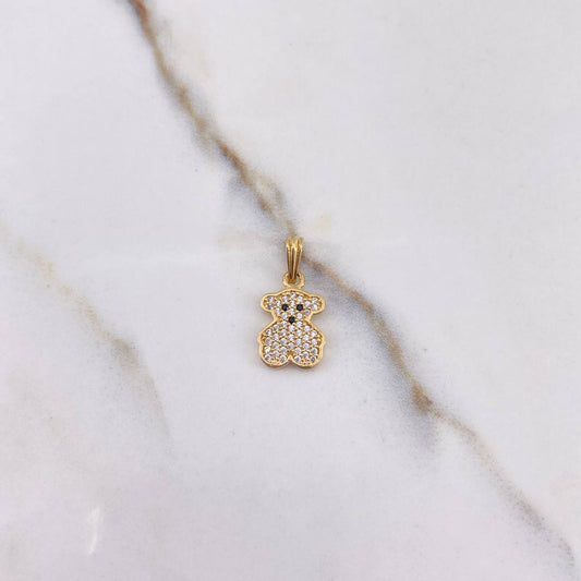 Pendant Bear TS 1.4gr / 2cm / White Black Zircons Yellow Gold &