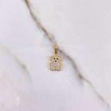 Pendant Bear TS 1.4gr / 2cm / White Black Zircons Yellow Gold &