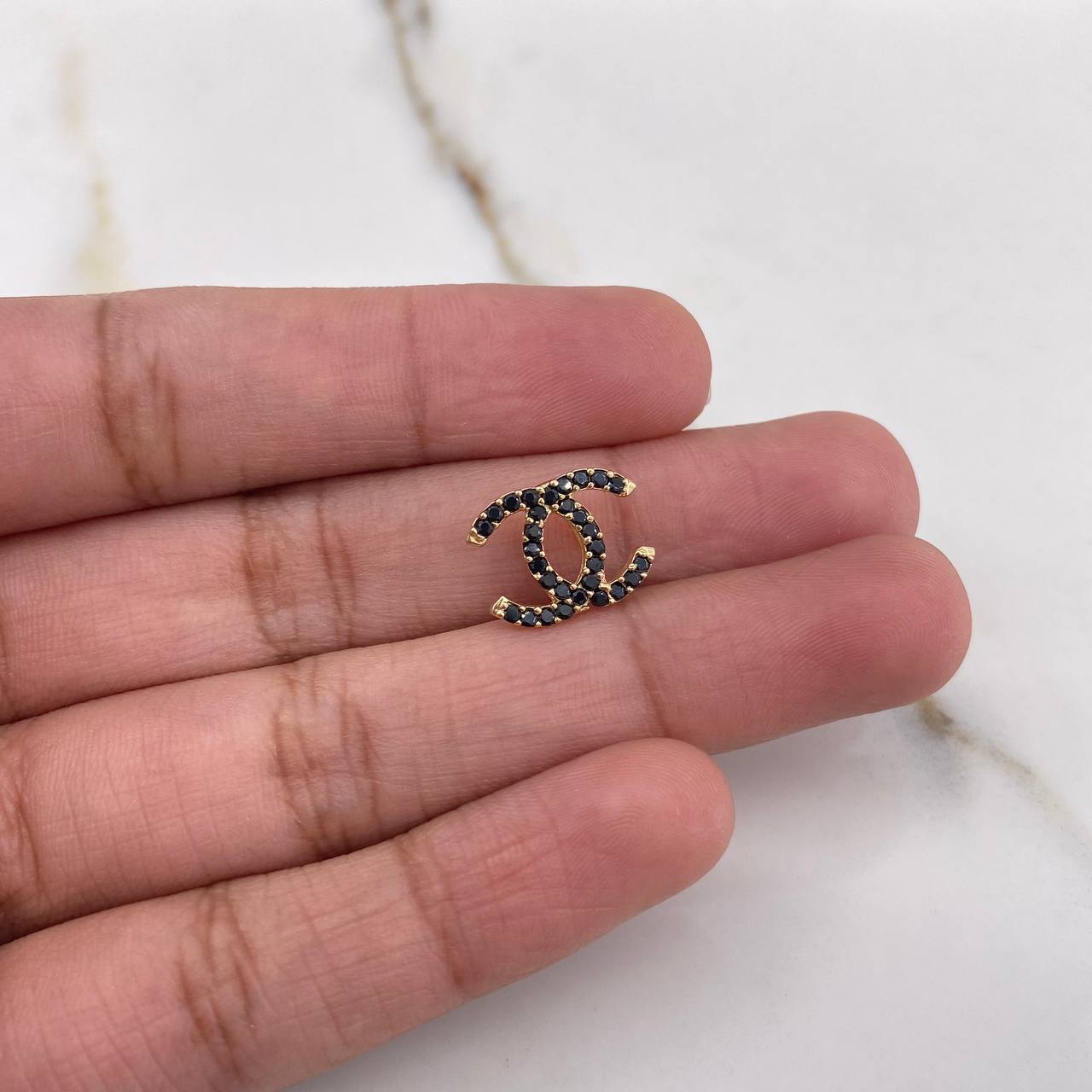 Pendant CC 0.8gr / 1cm / Black Zirconia Yellow Gold $