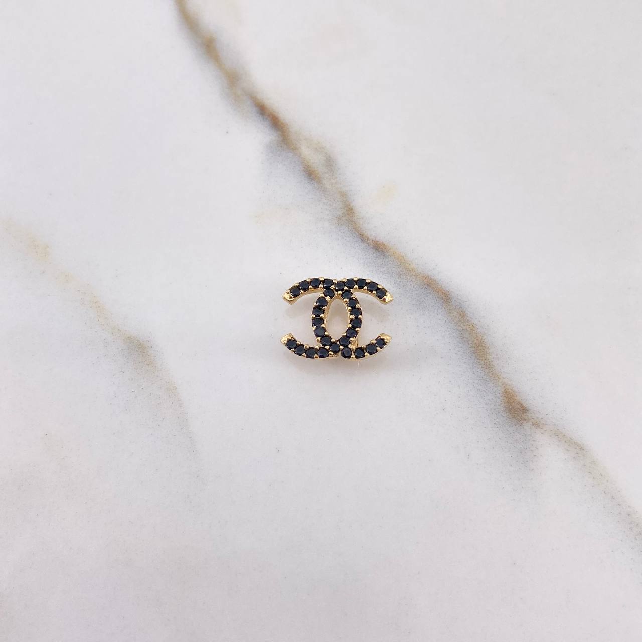 Pendant CC 0.8gr / 1cm / Black Zirconia Yellow Gold $