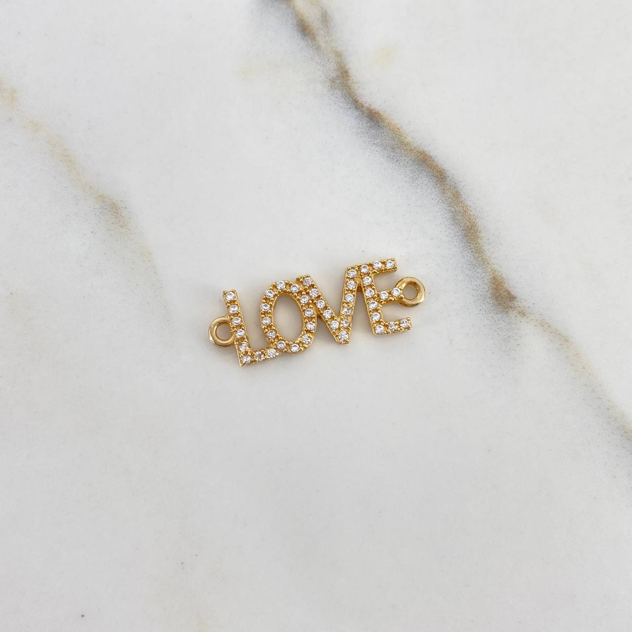 Charm Love 1.25gr / 2.8cm / White Zircons Yellow Gold $