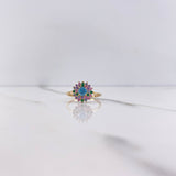 Lotus Flower Ring 2.25gr / Size 5 1/2 / Colored Zircons Yellow Gold !