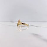 Three Line Ring 3.05gr / T6 1/2 / Blue Green Fuchsia Zircons Yellow Gold $