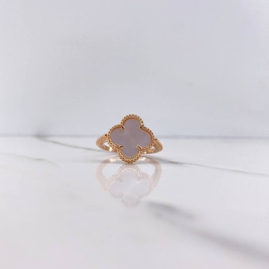 Anillo Trebol  4.25gr / T8 / Nacar Blanco Oro Rosa Nac.Esp. &