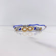 Blue Gray Bracelet Charm Infinity 1.05gr / 4mm Beads Black Neprenos Diamond Cut Yellow Gold &