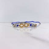 Blue Gray Bracelet Charm Infinity 1.05gr / 4mm Beads Black Neprenos Diamond Cut Yellow Gold &