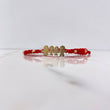 Red Bracelet Charm Family 3.7gr / 3mm-4mm Beads Diamond Cut Yellow Gold &