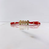 Red Bracelet Charm Family 3.7gr / 3mm-4mm Beads Diamond Cut Yellow Gold &