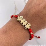 Red Bracelet Charm Family 3.7gr / 3mm-4mm Beads Diamond Cut Yellow Gold &
