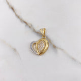 Pendant Rustic Heart 3.4gr / 2.9cm / White Zircons Two-tone Yellow and White Gold &