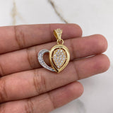 Pendant Rustic Heart 3.4gr / 2.9cm / White Zircons Two-tone Yellow and White Gold &