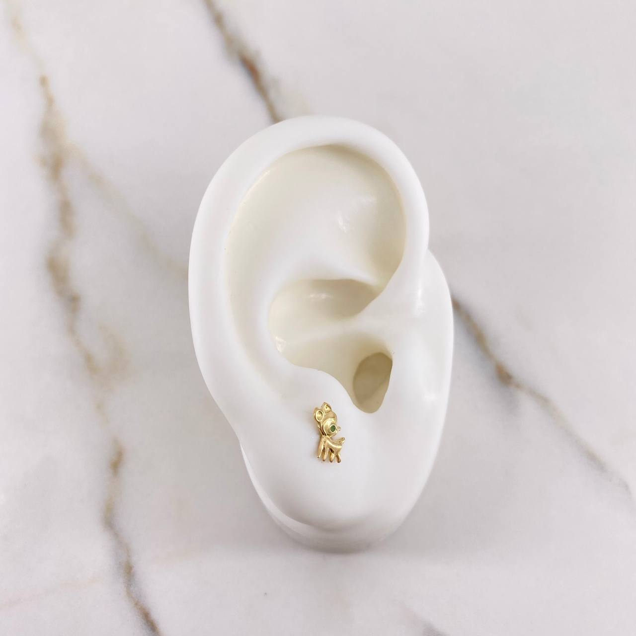 Stud Earrings Bambi 0.7gr / Circon Green Yellow Gold $