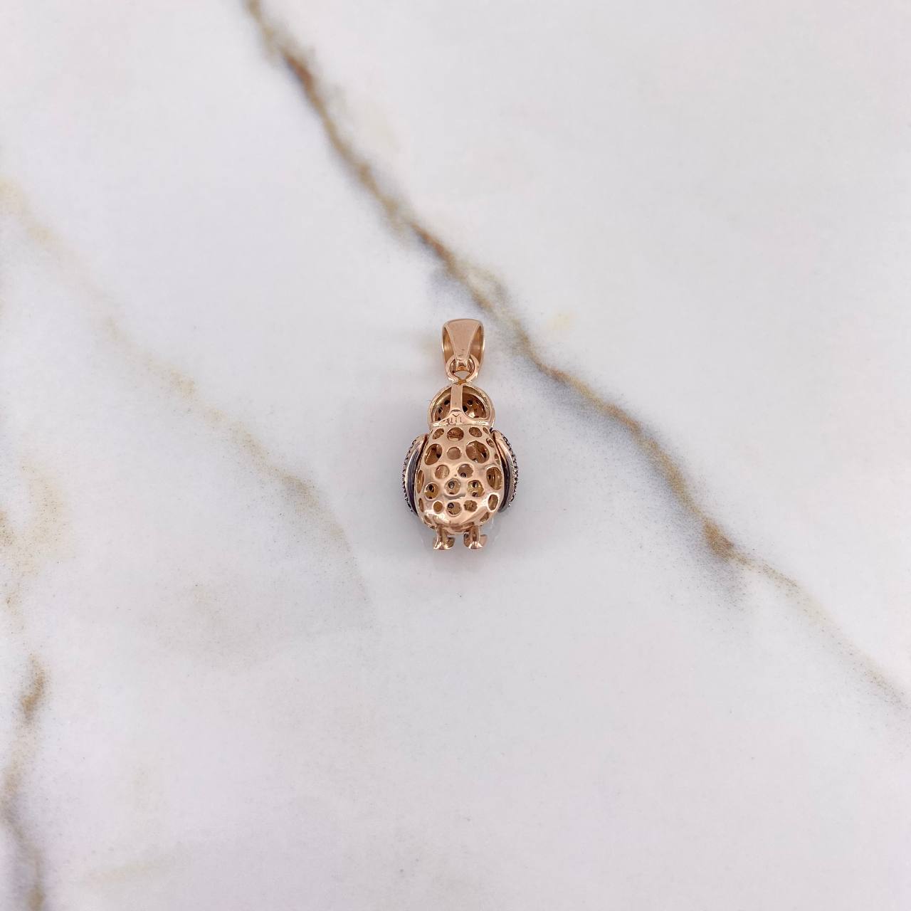 Pendant Penguin 3.75gr / 2.7cm / Black and White Zircons Two Golds White Rose $