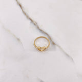 Heart Silhouette Ring 1.75gr / Size 5 3/4 / White Zircons Yellow Gold &