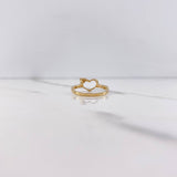 Heart Silhouette Ring 1.75gr / Size 5 3/4 / White Zircons Yellow Gold &