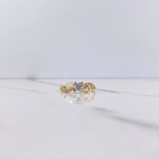 Infinity Ring 1.95gr / Size 7 1/4 / White Zircons Yellow Gold &