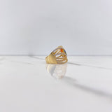 Rustic Ring 7.05gr / Size 7 1/2 / Colored Zircons Two-tone Yellow and White Gold &