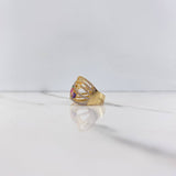 Rustic Ring 7.05gr / Size 7 1/2 / Colored Zircons Two-tone Yellow and White Gold &