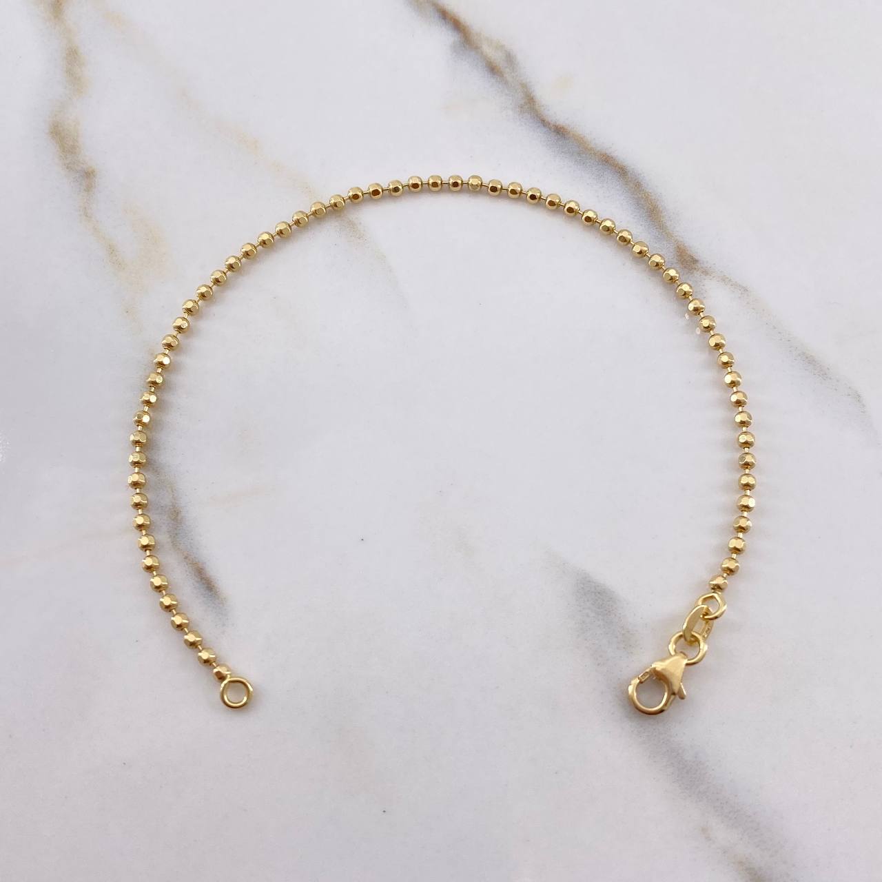 Bracelet Bracelet 3.3gr / 18.4cm / 2mm Beads Diamond Cut Yellow Gold +3 $