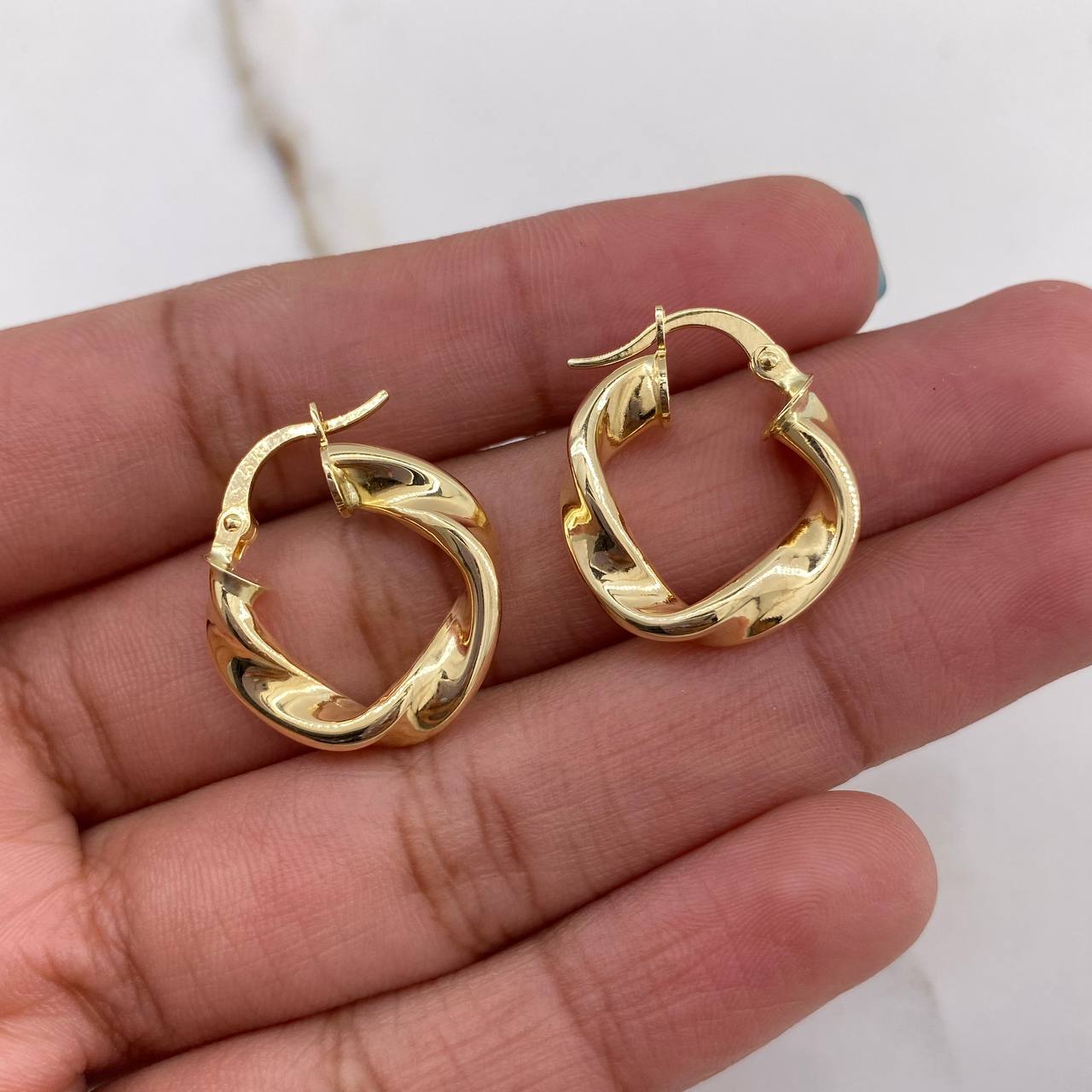 Hoop Earrings Cece 2.65gr / 2cm / Twisted Yellow Gold &