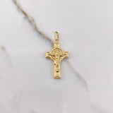 Pendant Cross Christ 2gr / 3.5cm / Saint Benedict Yellow Gold &