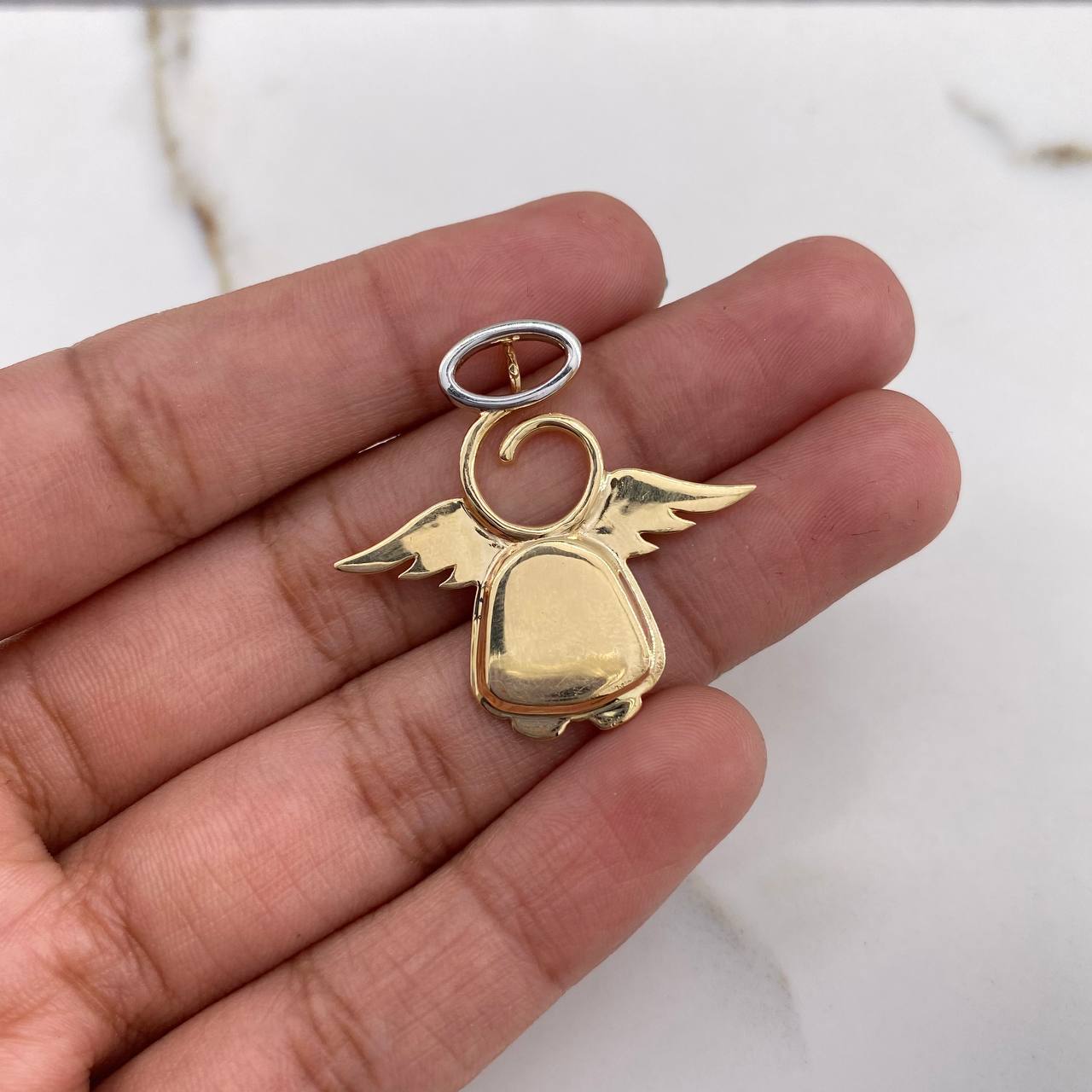 Dije Angel 3.6gr / 3cm / Liso Dos Oros Amarillo Blanco &