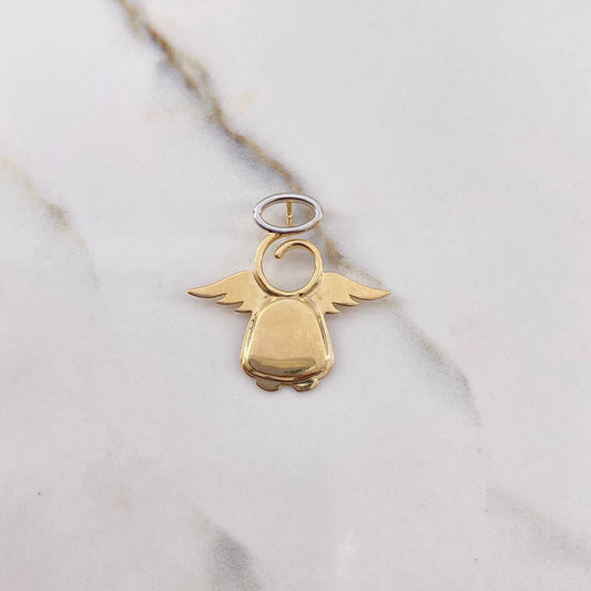 Dije Angel 3.6gr / 3cm / Liso Dos Oros Amarillo Blanco &