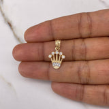 Pendant Corona RX 1.35gr / 2cm / White Zircons Yellow Gold &