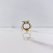 Owl Silhouette Ring 3.55gr / Size 7 3/4 / Brown and Black Zircons Yellow Gold &