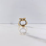 Owl Silhouette Ring 3.55gr / Size 7 3/4 / Brown and Black Zircons Yellow Gold &